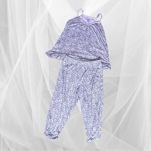 Floral Pink and Gray Pajama Set